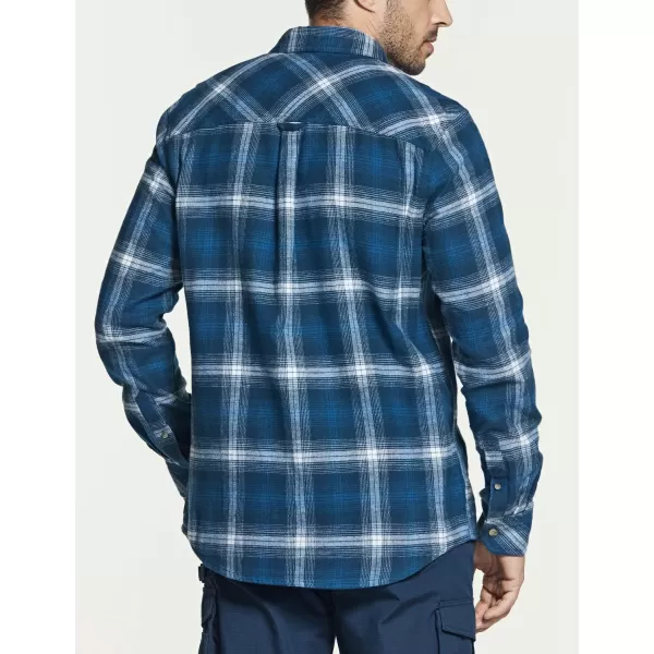 CQR Mens All Cotton Flannel Shirt Long Sleeve Casual Button Up Plaid Shirt Brushed Soft Outdoor ShirtsPlaid Deep Ocean