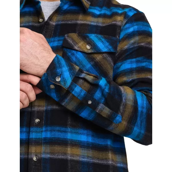 CQR Mens All Cotton Flannel Shirt Long Sleeve Casual Button Up Plaid Shirt Brushed Soft Outdoor ShirtsPlaid Forest Oasis