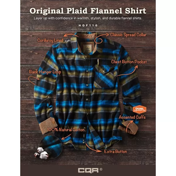 CQR Mens All Cotton Flannel Shirt Long Sleeve Casual Button Up Plaid Shirt Brushed Soft Outdoor ShirtsPlaid Forest Oasis