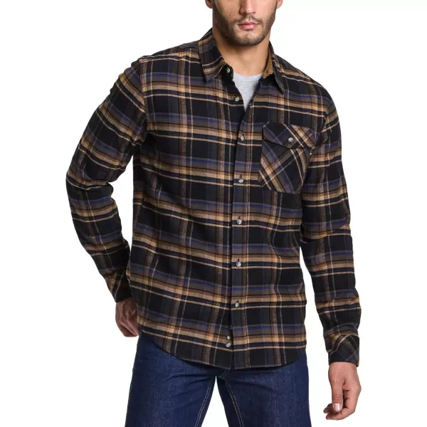 CQR Mens All Cotton Flannel Shirt Long Sleeve Casual Button Up Plaid Shirt Brushed Soft Outdoor ShirtsPlaid Fossil Rock