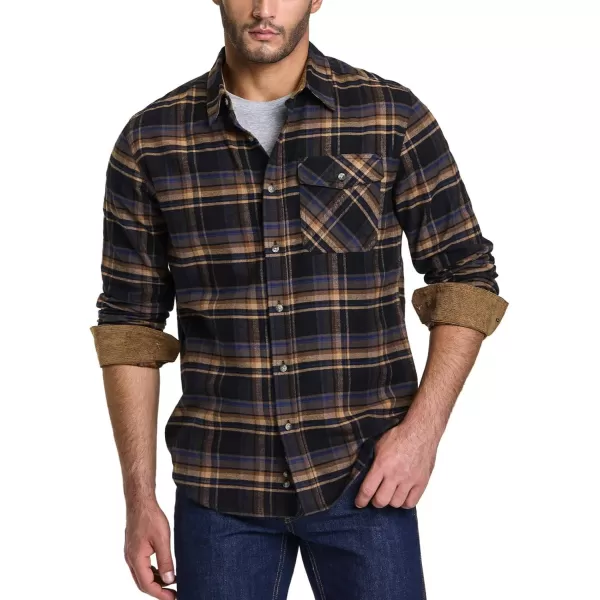 CQR Mens All Cotton Flannel Shirt Long Sleeve Casual Button Up Plaid Shirt Brushed Soft Outdoor ShirtsPlaid Fossil Rock