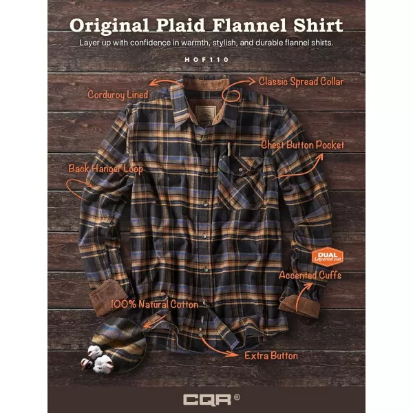 CQR Mens All Cotton Flannel Shirt Long Sleeve Casual Button Up Plaid Shirt Brushed Soft Outdoor ShirtsPlaid Fossil Rock