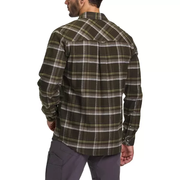 CQR Mens All Cotton Flannel Shirt Long Sleeve Casual Button Up Plaid Shirt Brushed Soft Outdoor ShirtsPlaid Hickory Green