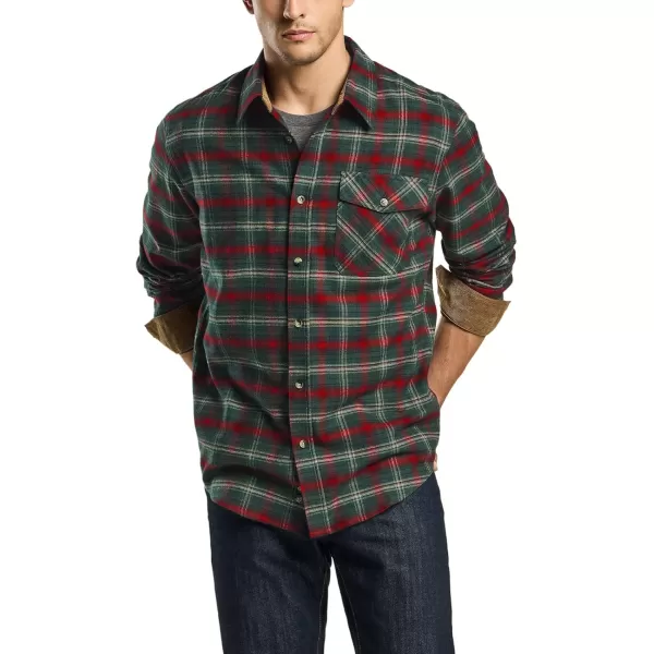 CQR Mens All Cotton Flannel Shirt Long Sleeve Casual Button Up Plaid Shirt Brushed Soft Outdoor ShirtsPlaid Holiday Mood