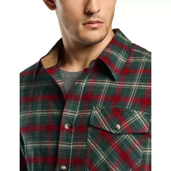 CQR Mens All Cotton Flannel Shirt Long Sleeve Casual Button Up Plaid Shirt Brushed Soft Outdoor ShirtsPlaid Holiday Mood