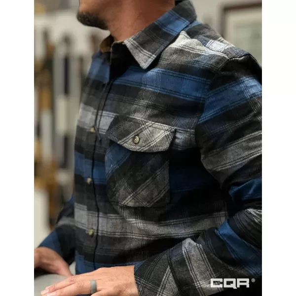 CQR Mens All Cotton Flannel Shirt Long Sleeve Casual Button Up Plaid Shirt Brushed Soft Outdoor ShirtsPlaid Night Sky