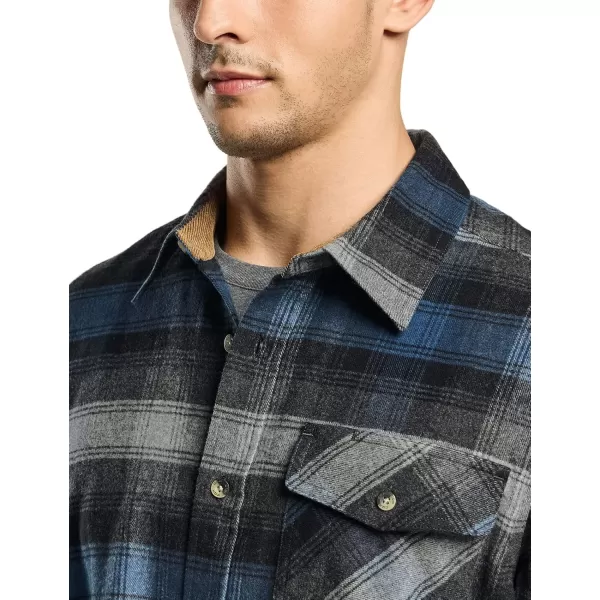 CQR Mens All Cotton Flannel Shirt Long Sleeve Casual Button Up Plaid Shirt Brushed Soft Outdoor ShirtsPlaid Night Sky