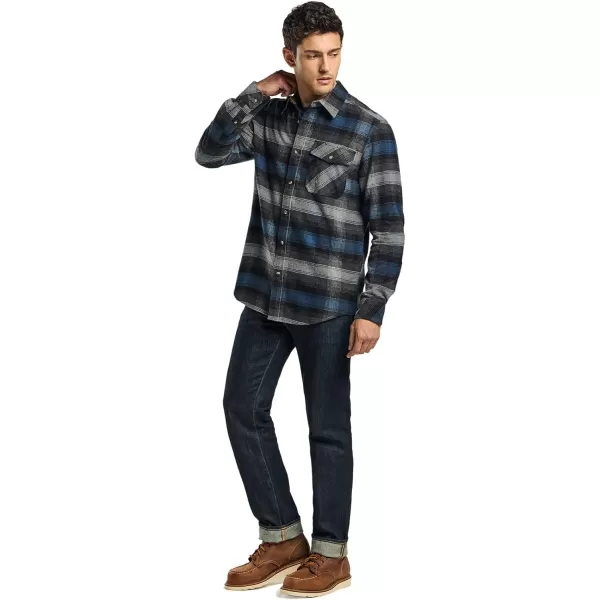 CQR Mens All Cotton Flannel Shirt Long Sleeve Casual Button Up Plaid Shirt Brushed Soft Outdoor ShirtsPlaid Night Sky