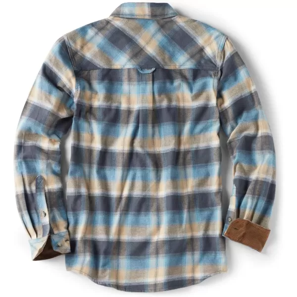 CQR Mens All Cotton Flannel Shirt Long Sleeve Casual Button Up Plaid Shirt Brushed Soft Outdoor ShirtsPlaid Ocean Sand