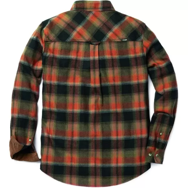 CQR Mens All Cotton Flannel Shirt Long Sleeve Casual Button Up Plaid Shirt Brushed Soft Outdoor ShirtsPlaid Orange Rust