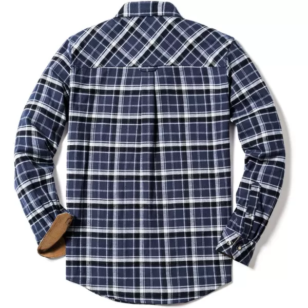 CQR Mens All Cotton Flannel Shirt Long Sleeve Casual Button Up Plaid Shirt Brushed Soft Outdoor ShirtsPlaid Prussian Blue