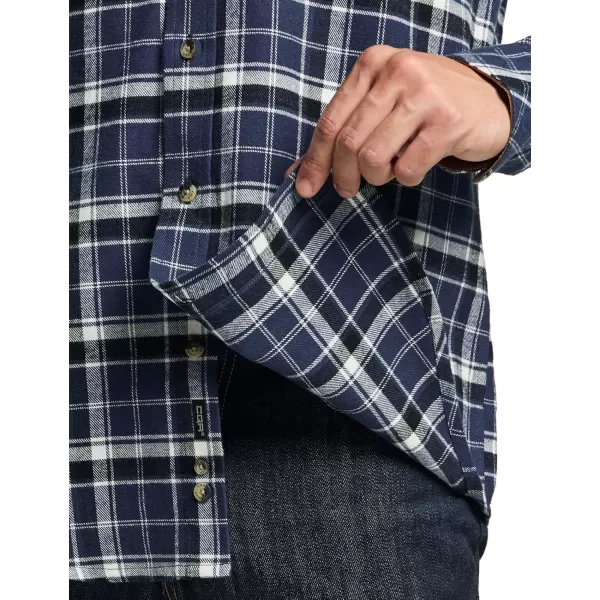 CQR Mens All Cotton Flannel Shirt Long Sleeve Casual Button Up Plaid Shirt Brushed Soft Outdoor ShirtsPlaid Prussian Blue