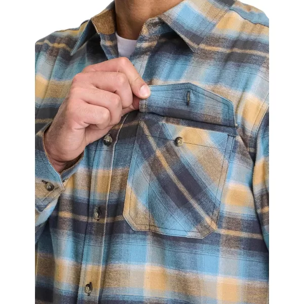 CQR Mens All Cotton Flannel Shirt Long Sleeve Casual Button Up Plaid Shirt Brushed Soft Outdoor ShirtsPlaid Seashore