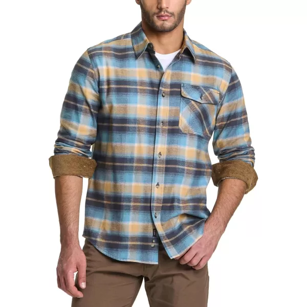 CQR Mens All Cotton Flannel Shirt Long Sleeve Casual Button Up Plaid Shirt Brushed Soft Outdoor ShirtsPlaid Seashore