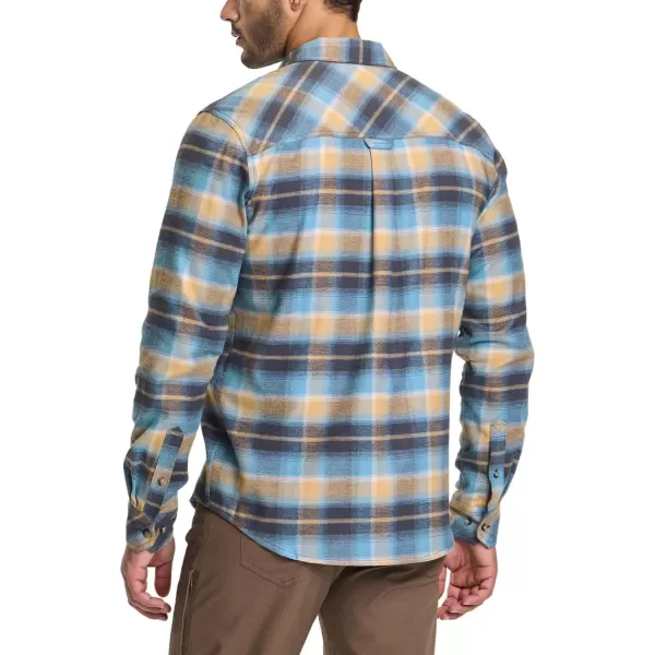 CQR Mens All Cotton Flannel Shirt Long Sleeve Casual Button Up Plaid Shirt Brushed Soft Outdoor ShirtsPlaid Seashore