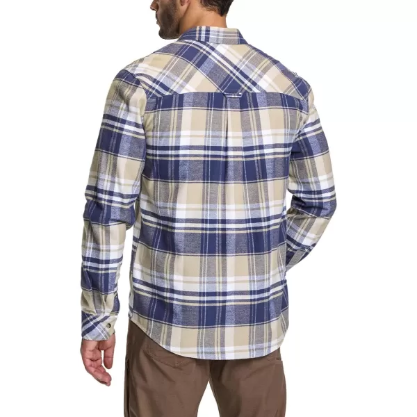 CQR Mens All Cotton Flannel Shirt Long Sleeve Casual Button Up Plaid Shirt Brushed Soft Outdoor ShirtsPlaid Sedimentary Blue