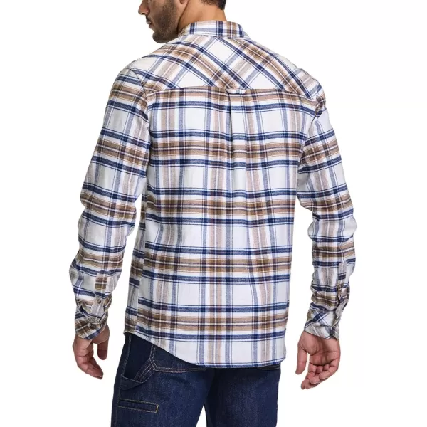 CQR Mens All Cotton Flannel Shirt Long Sleeve Casual Button Up Plaid Shirt Brushed Soft Outdoor ShirtsPlaid Wild Rice