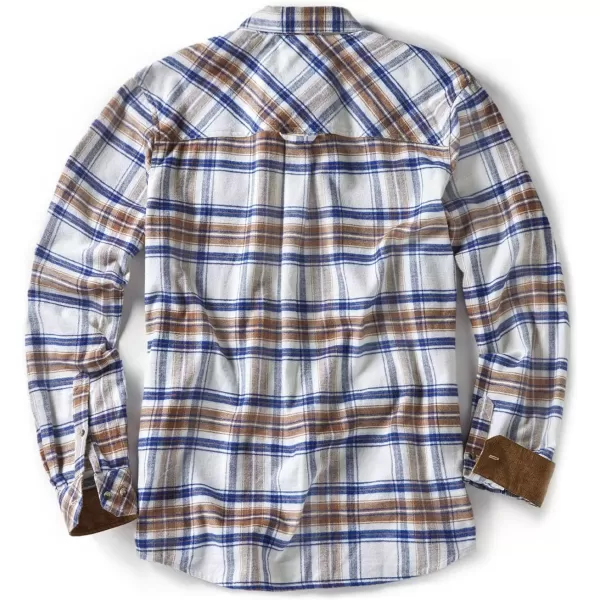 CQR Mens All Cotton Flannel Shirt Long Sleeve Casual Button Up Plaid Shirt Brushed Soft Outdoor ShirtsPlaid Wild Rice