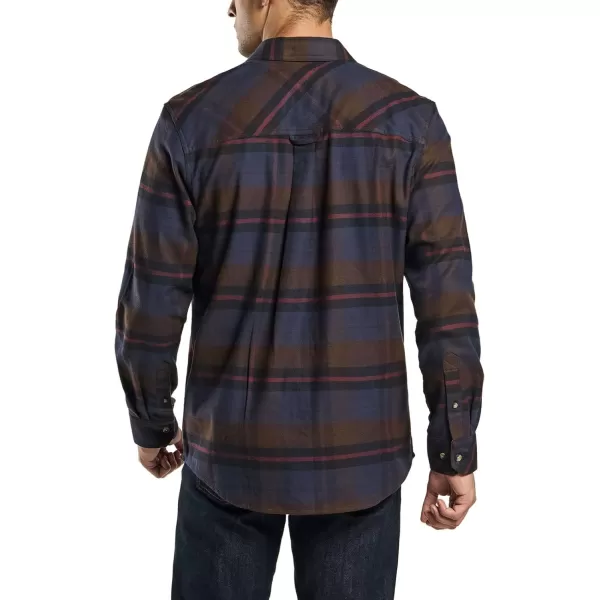 CQR Mens All Cotton Flannel Shirt Long Sleeve Casual Button Up Plaid Shirt Brushed Soft Outdoor ShirtsPlaid Woods Night