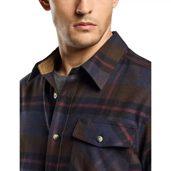 CQR Mens All Cotton Flannel Shirt Long Sleeve Casual Button Up Plaid Shirt Brushed Soft Outdoor ShirtsPlaid Woods Night