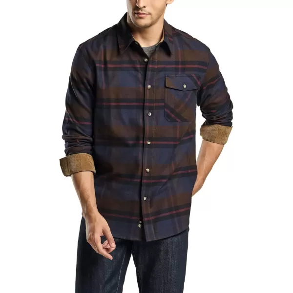 CQR Mens All Cotton Flannel Shirt Long Sleeve Casual Button Up Plaid Shirt Brushed Soft Outdoor ShirtsPlaid Woods Night