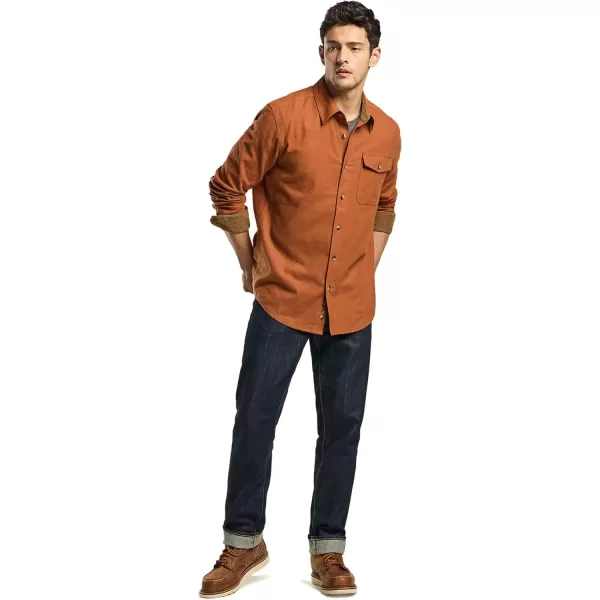 CQR Mens All Cotton Flannel Shirt Long Sleeve Casual Button Up Plaid Shirt Brushed Soft Outdoor ShirtsSolid Camel