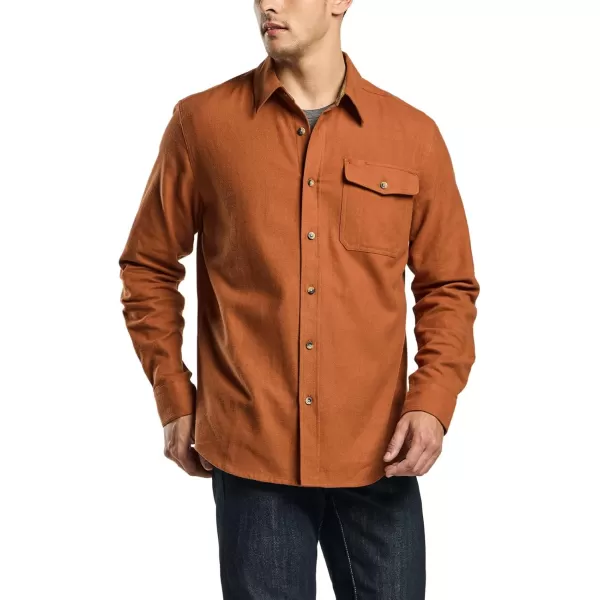 CQR Mens All Cotton Flannel Shirt Long Sleeve Casual Button Up Plaid Shirt Brushed Soft Outdoor ShirtsSolid Camel