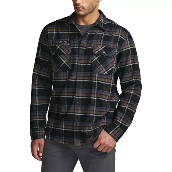 CQR Mens All Cotton Flannel Shirt Long Sleeve Casual Button Up Plaid Shirt Brushed Soft Outdoor ShirtsStealth Coal Miner