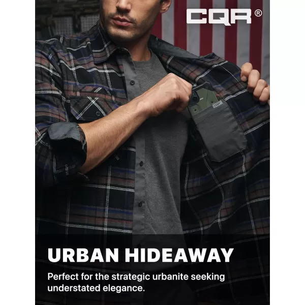 CQR Mens All Cotton Flannel Shirt Long Sleeve Casual Button Up Plaid Shirt Brushed Soft Outdoor ShirtsStealth Coal Miner