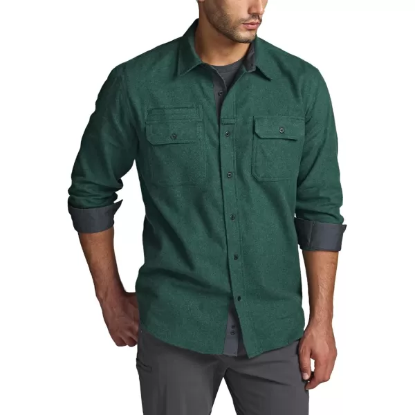 CQR Mens All Cotton Flannel Shirt Long Sleeve Casual Button Up Plaid Shirt Brushed Soft Outdoor ShirtsStealth Forest Green