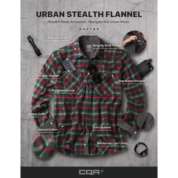 CQR Mens All Cotton Flannel Shirt Long Sleeve Casual Button Up Plaid Shirt Brushed Soft Outdoor ShirtsStealth Holiday Mood