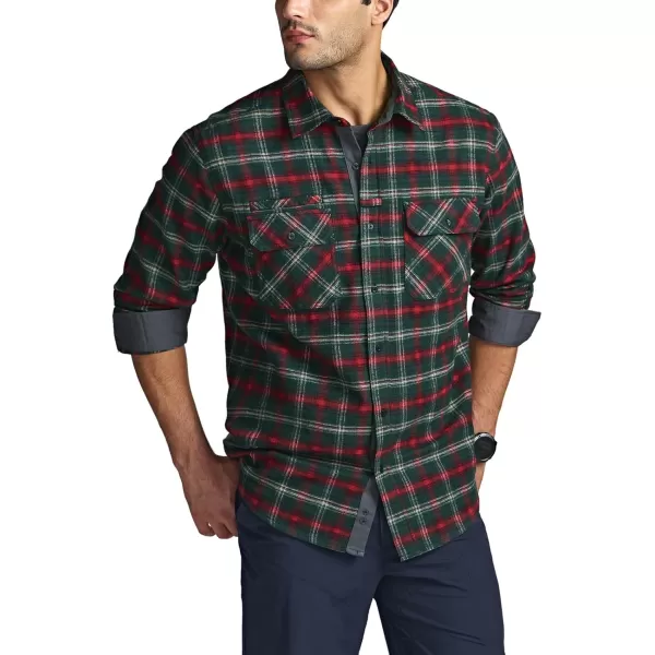 CQR Mens All Cotton Flannel Shirt Long Sleeve Casual Button Up Plaid Shirt Brushed Soft Outdoor ShirtsStealth Holiday Mood