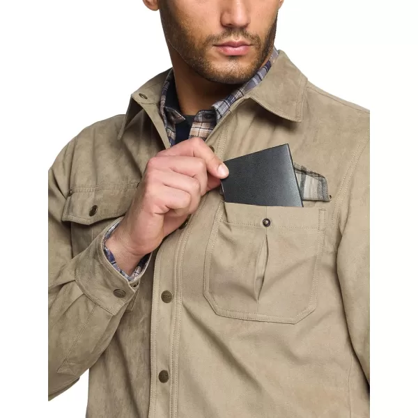 CQR Mens Flannel Lined Shirt Jackets Long Sleeved Rugged Plaid Cotton Brushed Suede Shirt JacketFlannel Lined Affogato