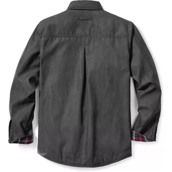 CQR Mens Flannel Lined Shirt Jackets Long Sleeved Rugged Plaid Cotton Brushed Suede Shirt JacketFlannel Lined Carbon Charcoal