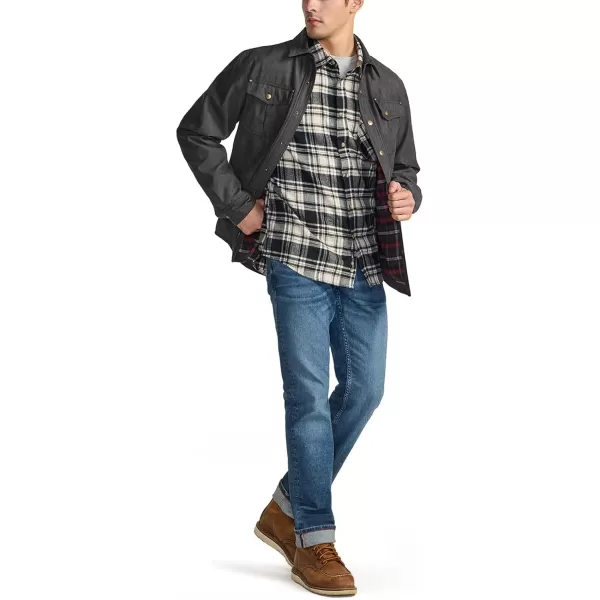 CQR Mens Flannel Lined Shirt Jackets Long Sleeved Rugged Plaid Cotton Brushed Suede Shirt JacketFlannel Lined Carbon Charcoal