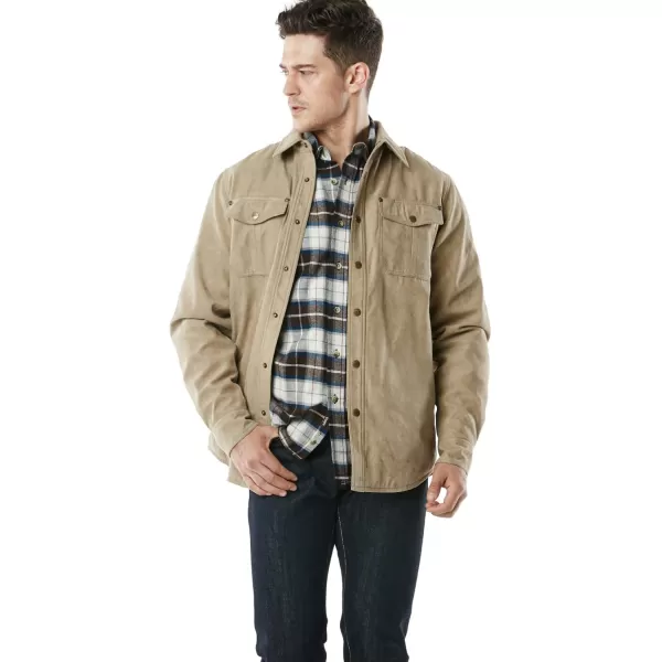 CQR Mens Flannel Lined Shirt Jackets Long Sleeved Rugged Plaid Cotton Brushed Suede Shirt JacketFlannel Lined Cowboy Tan