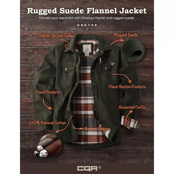 CQR Mens Flannel Lined Shirt Jackets Long Sleeved Rugged Plaid Cotton Brushed Suede Shirt JacketFlannel Lined Folk Tale