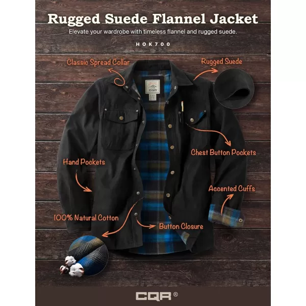 CQR Mens Flannel Lined Shirt Jackets Long Sleeved Rugged Plaid Cotton Brushed Suede Shirt JacketFlannel Lined Forest Oasis