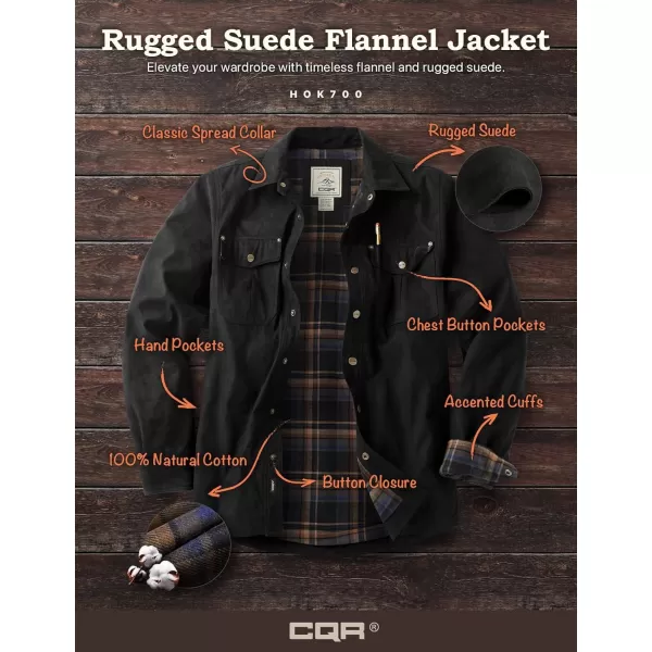 CQR Mens Flannel Lined Shirt Jackets Long Sleeved Rugged Plaid Cotton Brushed Suede Shirt JacketFlannel Lined Fossil Rock