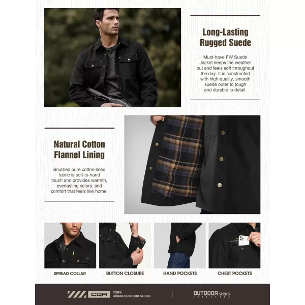 CQR Mens Flannel Lined Shirt Jackets Long Sleeved Rugged Plaid Cotton Brushed Suede Shirt JacketFlannel Lined Fossil Rock