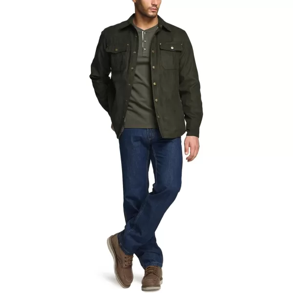 CQR Mens Flannel Lined Shirt Jackets Long Sleeved Rugged Plaid Cotton Brushed Suede Shirt JacketFlannel Lined Hickory Green