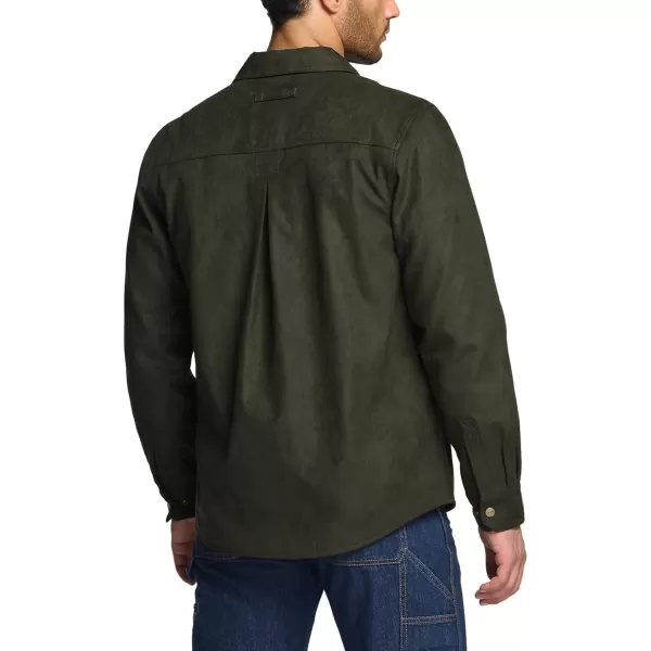 CQR Mens Flannel Lined Shirt Jackets Long Sleeved Rugged Plaid Cotton Brushed Suede Shirt JacketFlannel Lined Hickory Green