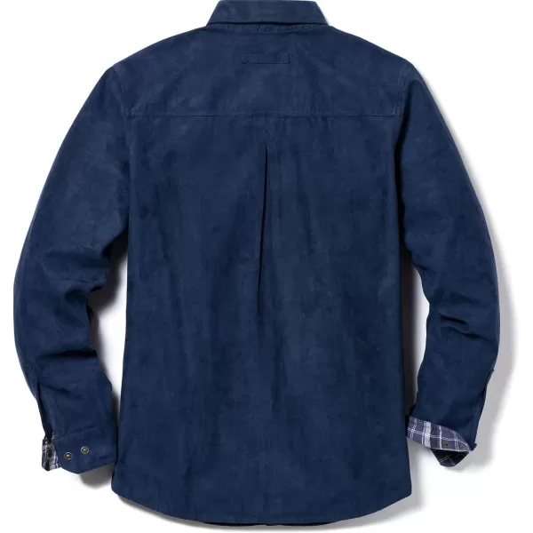 CQR Mens Flannel Lined Shirt Jackets Long Sleeved Rugged Plaid Cotton Brushed Suede Shirt JacketFlannel Lined Navy