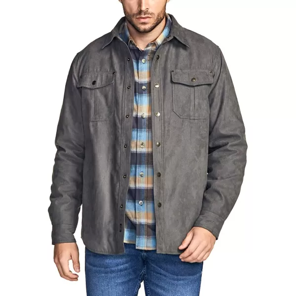 CQR Mens Flannel Lined Shirt Jackets Long Sleeved Rugged Plaid Cotton Brushed Suede Shirt JacketFlannel Lined New Shark Grey