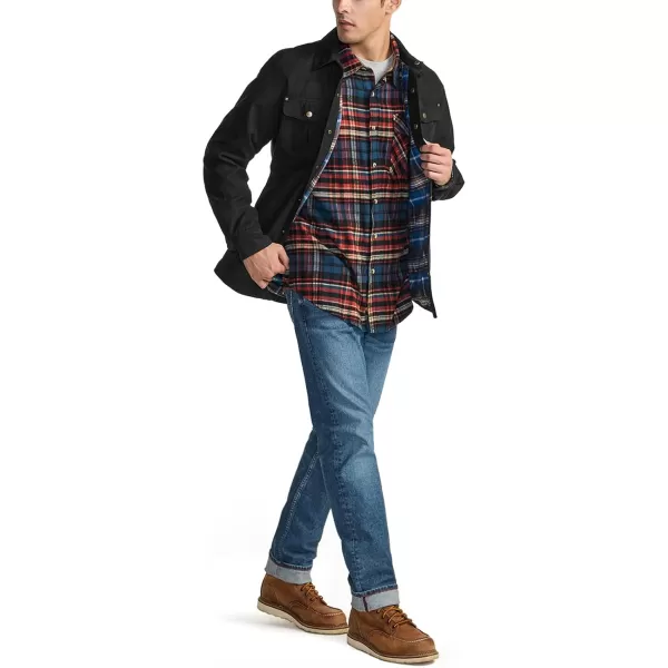 CQR Mens Flannel Lined Shirt Jackets Long Sleeved Rugged Plaid Cotton Brushed Suede Shirt JacketFlannel Lined Sandstom Black