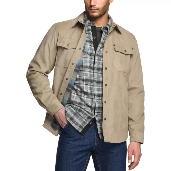 CQR Mens Flannel Lined Shirt Jackets Long Sleeved Rugged Plaid Cotton Brushed Suede Shirt JacketFlannel Lined Seashore