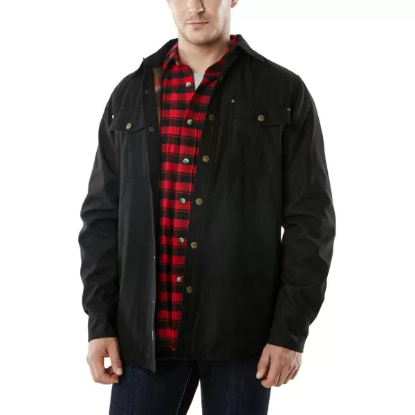 CQR Mens Flannel Lined Shirt Jackets Long Sleeved Rugged Plaid Cotton Brushed Suede Shirt JacketFlannel Lined Texas Black