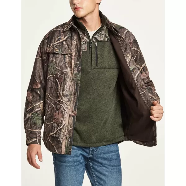 CQR Mens Flannel Lined Shirt Jackets Long Sleeved Rugged Plaid Cotton Brushed Suede Shirt JacketFlannel Print Lined Hunting Camo