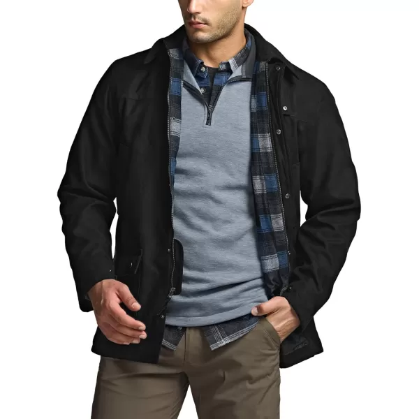 CQR Mens Flannel Lined Shirt Jackets Long Sleeved Rugged Plaid Cotton Brushed Suede Shirt JacketHuntsman Night Sky