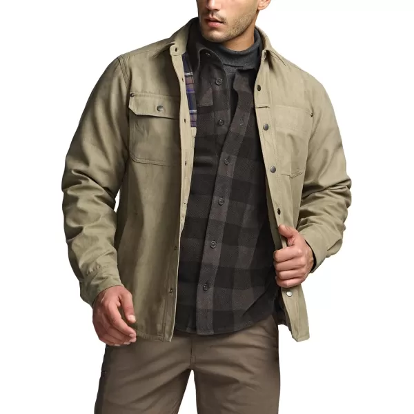 CQR Mens Flannel Lined Shirt Jackets Long Sleeved Rugged Plaid Cotton Brushed Suede Shirt JacketStealth Coal Miner